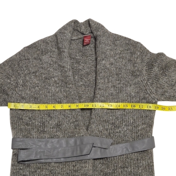 Olsen Cozy Wool Gray Knit Cardigan Sweater with Belt Womens Size US 4 - Picture 7 of 7